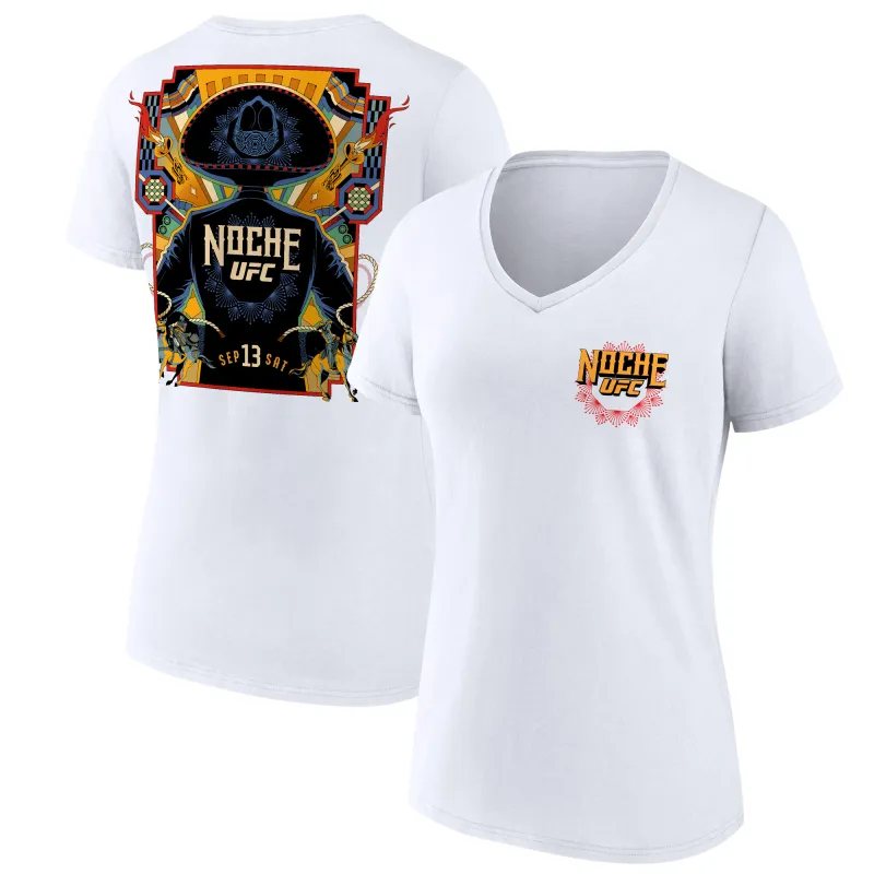 Women's  White Noche UFC V-Neck T-Shirt sold by UFC