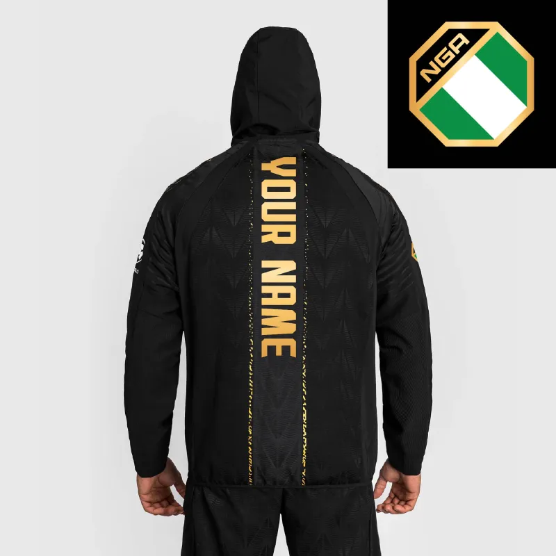 Men's UFC Zenith by Venum Black/Gold Authentic Fight Night Nigeria Personalized Champion Full-Zip Walkout Hoodie sold by UFC