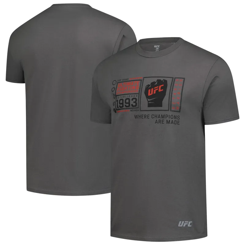 Men's Charcoal UFC Where Champions Are Made T-Shirt sold by UFC
