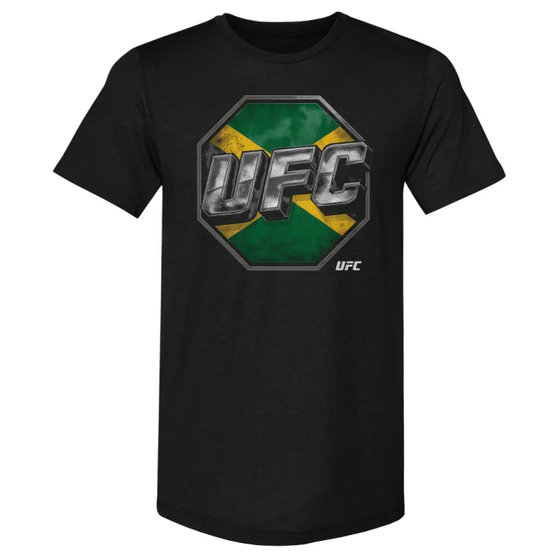 Men's 500 Level Heather Black UFC Jamaica Flag Tri-Blend T-Shirt sold by UFC