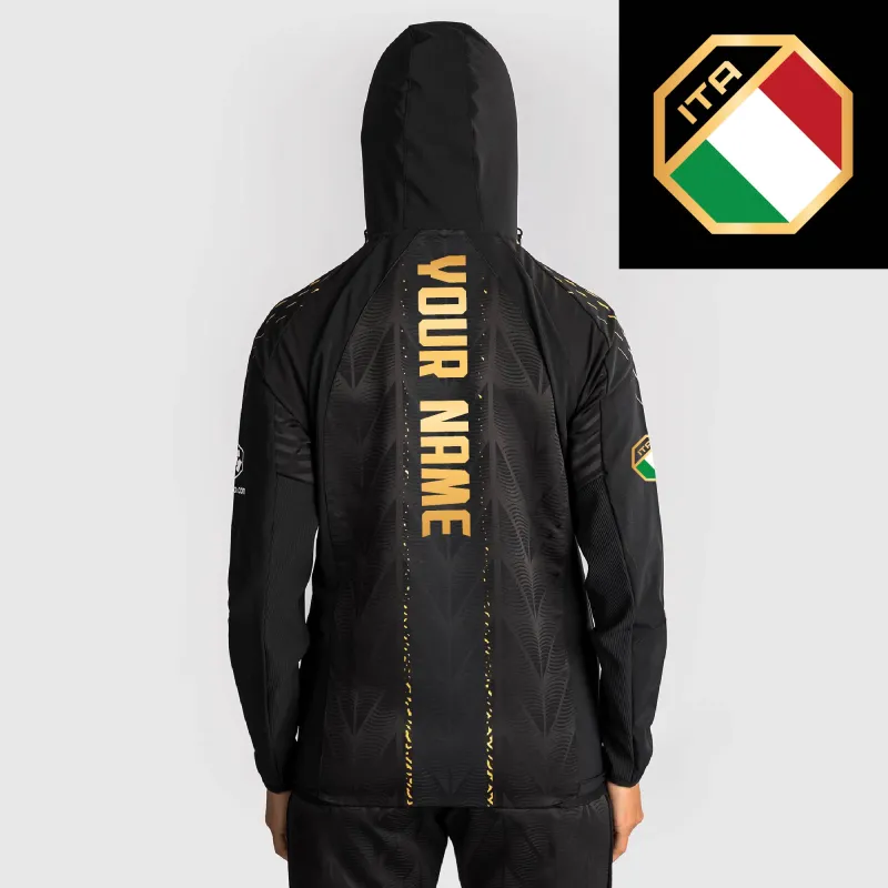 Women's UFC Zenith by Venum Black/Gold Authentic Fight Night Italy Personalized Champion Full-Zip Walkout Hoodie sold by UFC