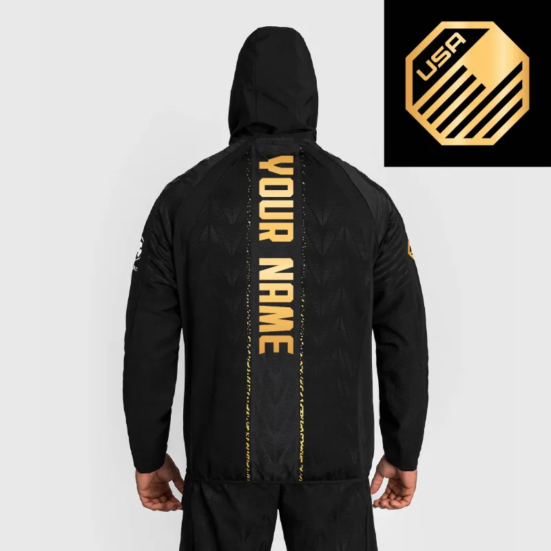 Men's UFC Zenith by Venum Black/Gold Authentic Fight Night USA Personalized Champion Full-Zip Walkout Hoodie sold by UFC