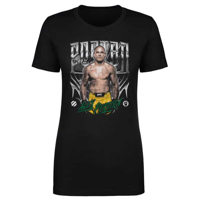 Women's  Black Alex Pereira Poatan Grunge Tone T-Shirt sold by UFC