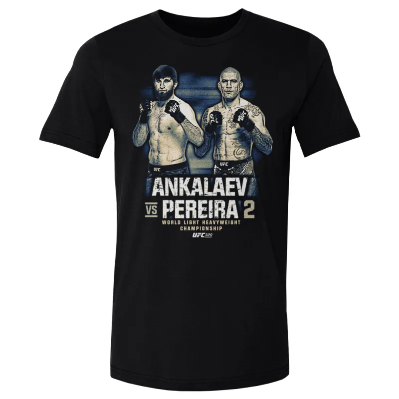 Men's 500 Level Black UFC 320 Ankalaev vs. Pereira 2 Bitmap T-Shirt sold by UFC