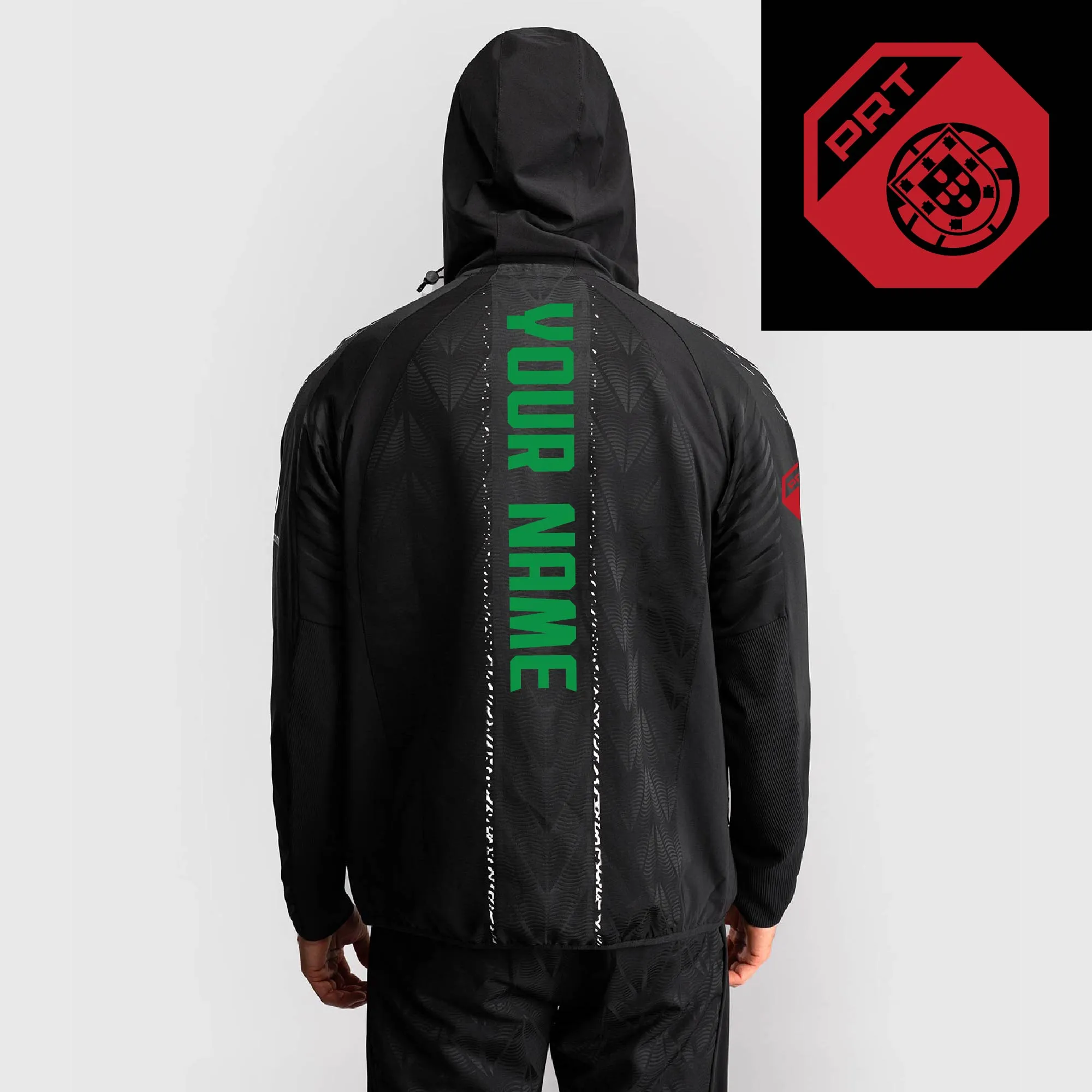 Men's UFC Zenith by Venum Black Authentic Fight Night Portugal Personalized Full-Zip Walkout Hoodie sold by UFC