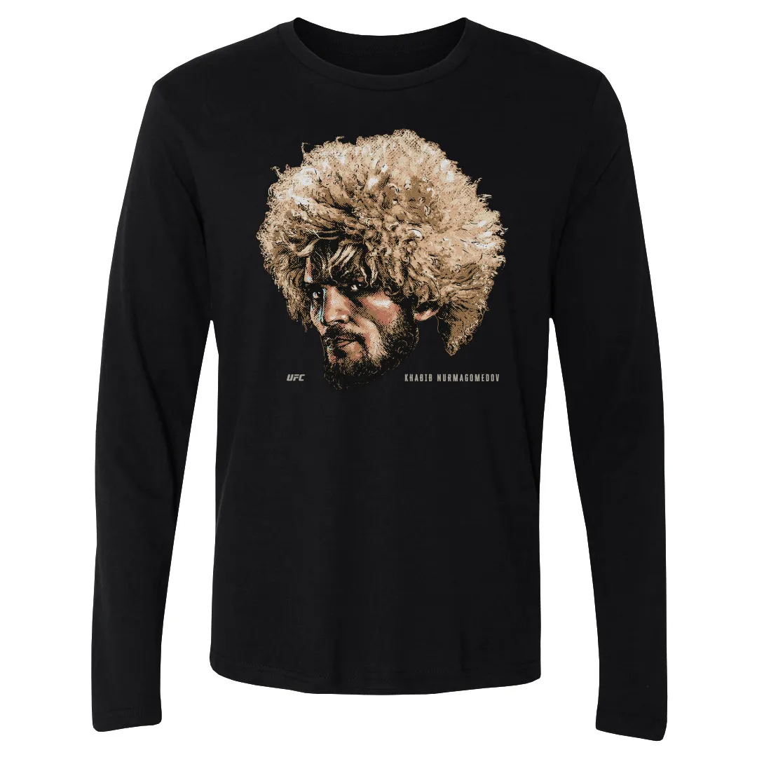 Men's 500 Level Black Khabib Nurmagomedov Portrait Long Sleeve T-Shirt sold by UFC