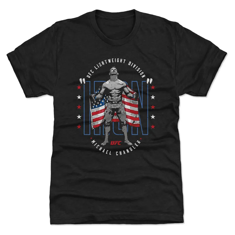 Men's 500 Level Heather Black Michael Chandler American Flag Premium Tri-Blend T-Shirt sold by UFC