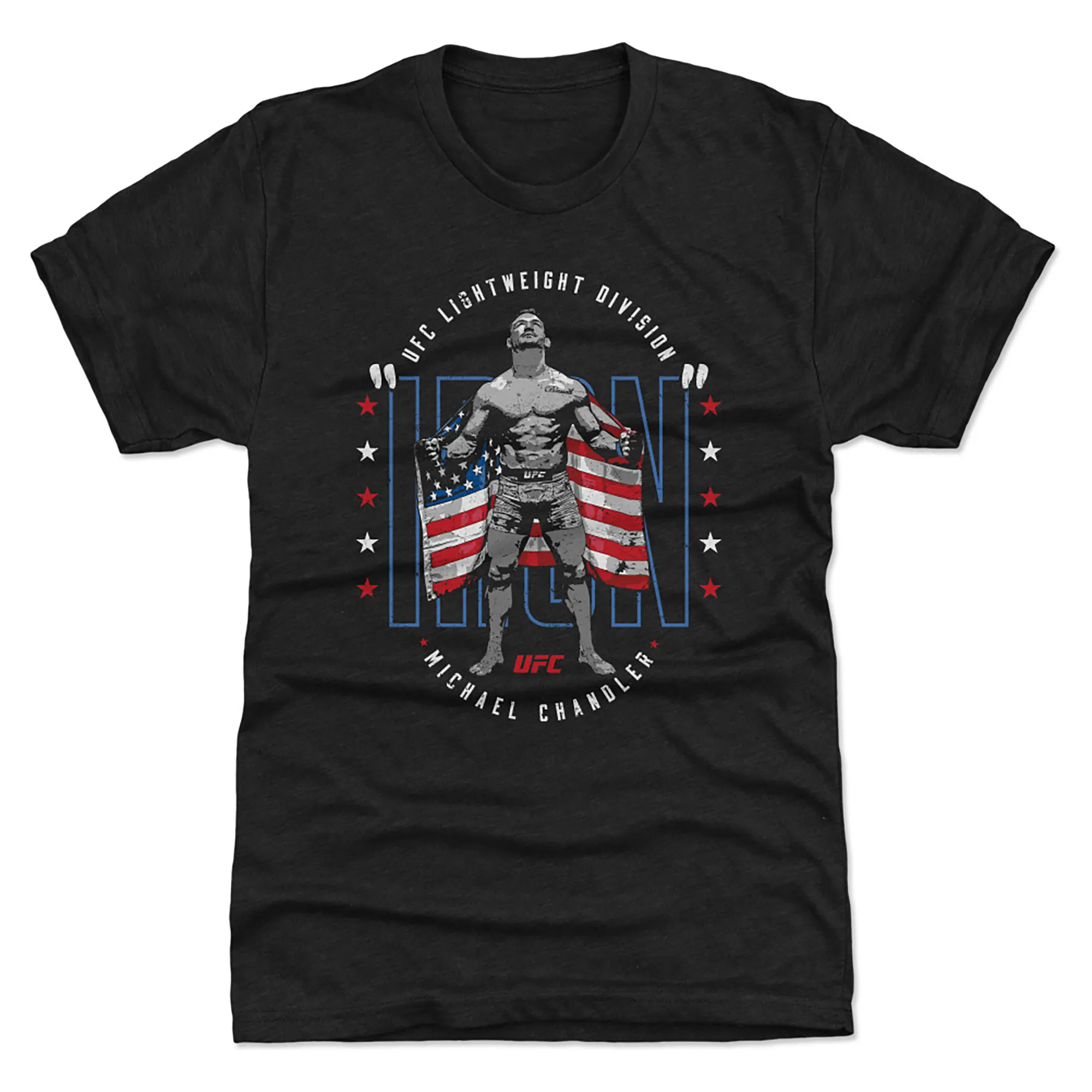 Men's 500 Level Heather Black Michael Chandler American Flag Premium Tri-Blend T-Shirt sold by UFC