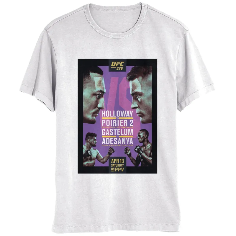 Men's White UFC UFC 236 Poirier vs. Holloway 2 T-Shirt made by UFC