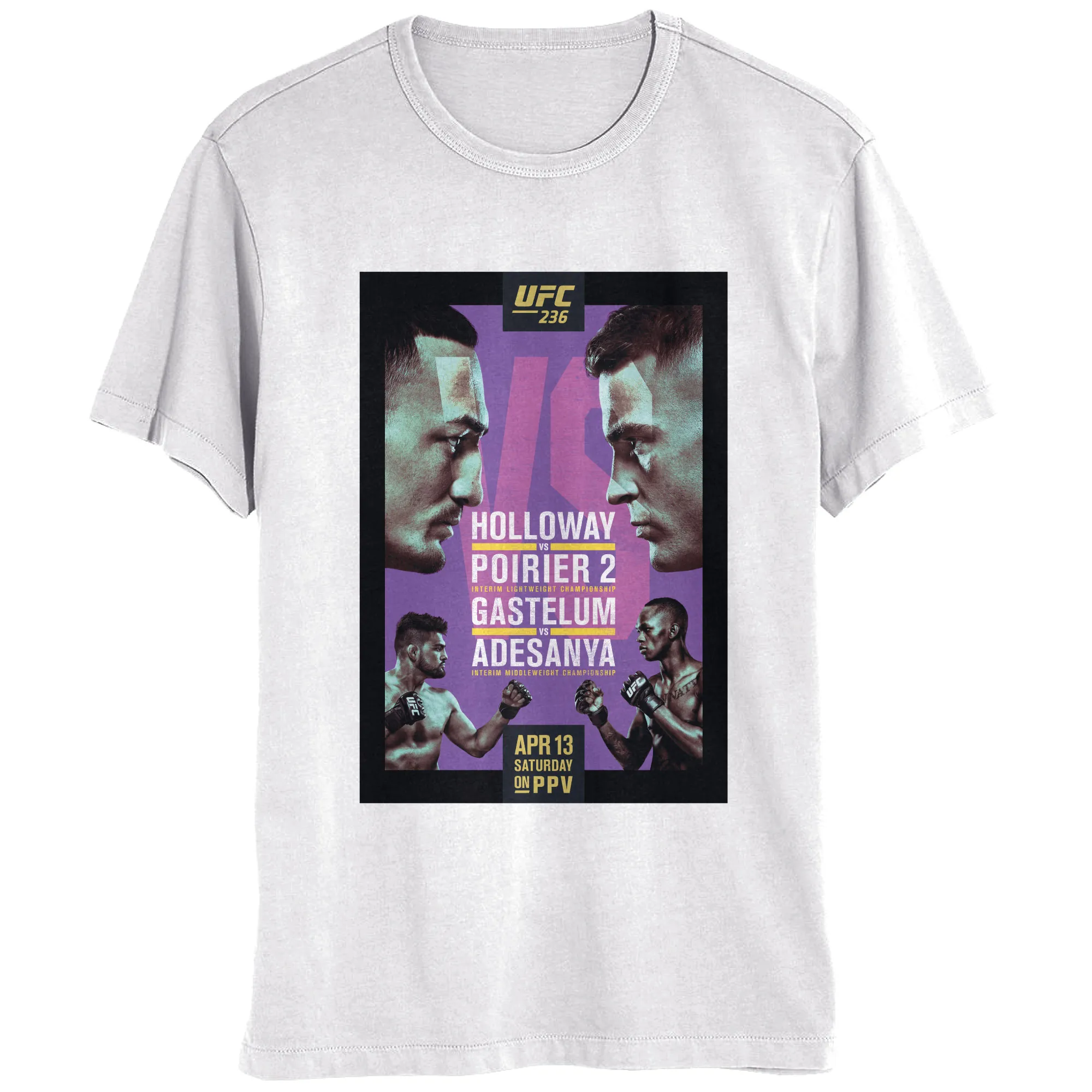 Men's White UFC UFC 236 Poirier vs. Holloway 2 T-Shirt sold by UFC