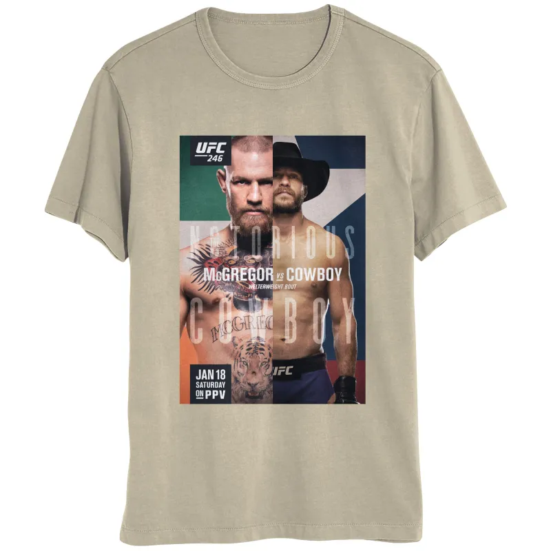 Men's Tan UFC UFC 246 McGregor vs. Cowboy T-Shirt sold by UFC