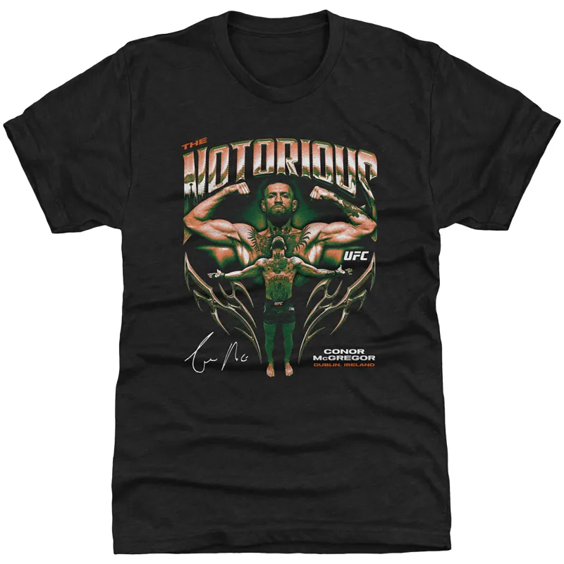 Men's 500 Level  Heather Black Conor McGregor "Notorious" Pose Premium Tri-Blend T-Shirt sold by UFC