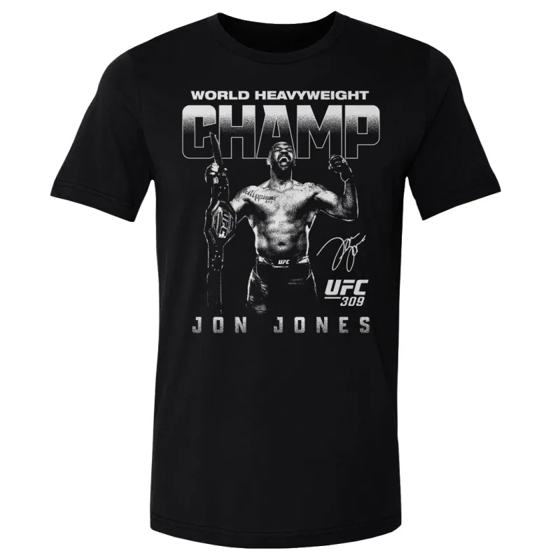 Men's 500 Level Black Jon Jones UFC 309 Heavyweight Champion of the World T-Shirt sold by UFC