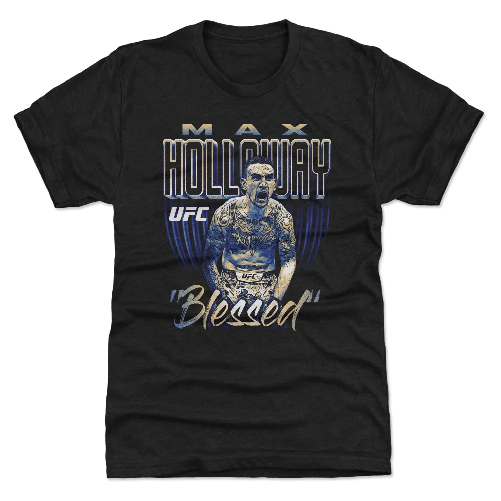 Men's 500 Level Heather Black Max Holloway Bitmap Premium Tri-Blend T-Shirt sold by UFC