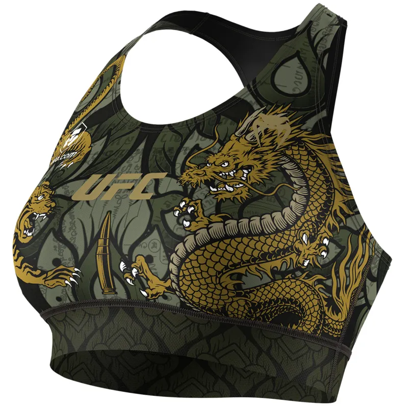 Women's UFC Unrivaled by VENUM Green/Gold Valentina Shevchenko Sports Bra sold by UFC