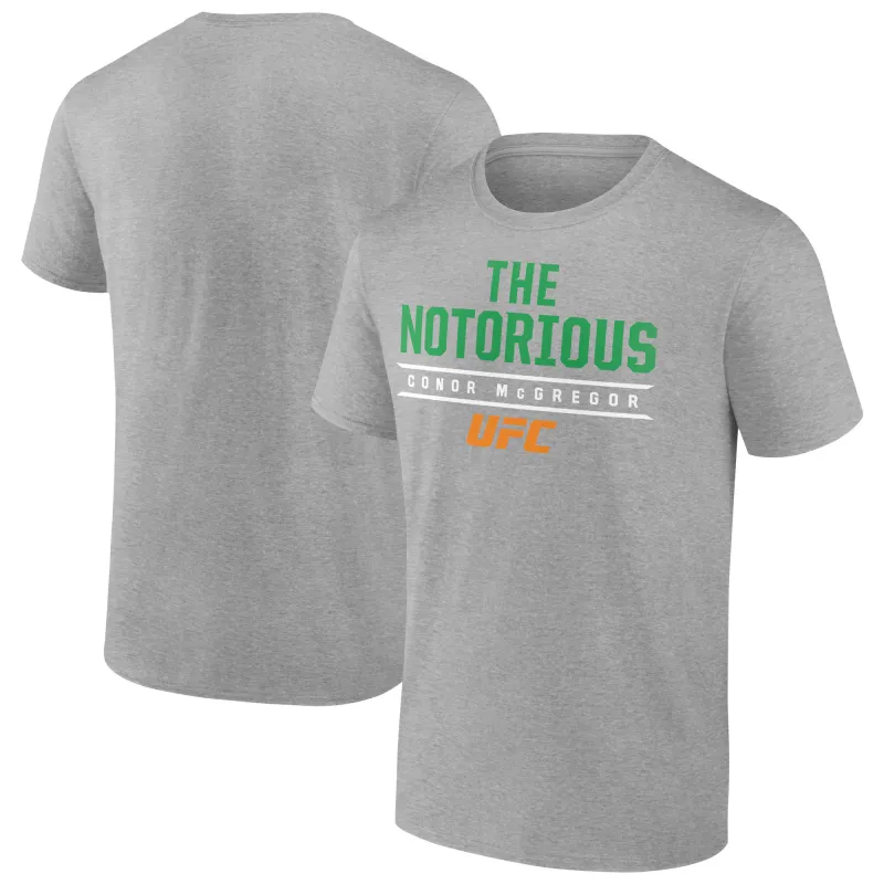 Men's Heather Gray Conor McGregor The Notorious T-Shirt sold by UFC
