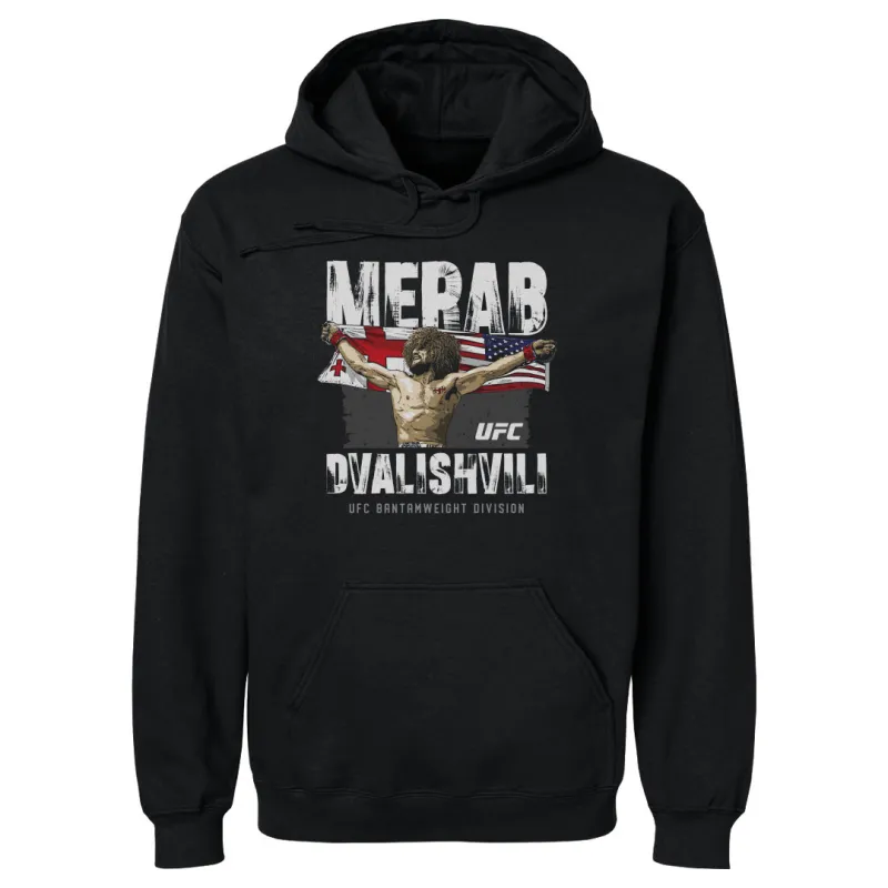Men's 500 Level Black Merab Dvalishvili Flag Pullover Hoodie sold by UFC