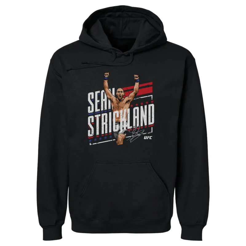 Men's 500 Level Black Sean Strickland Stars & Stripes Pullover Hoodie made by 500 Level
