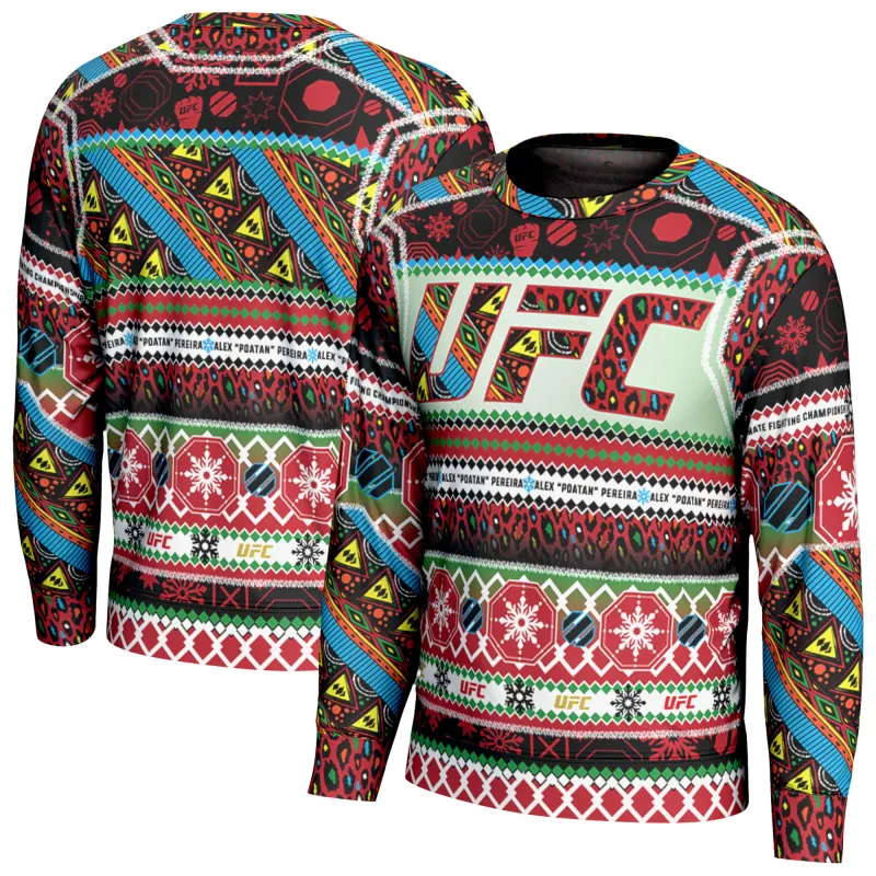 Men's ProSphere Red Alex Pereira 2025 Holiday Sweater sold by UFC
