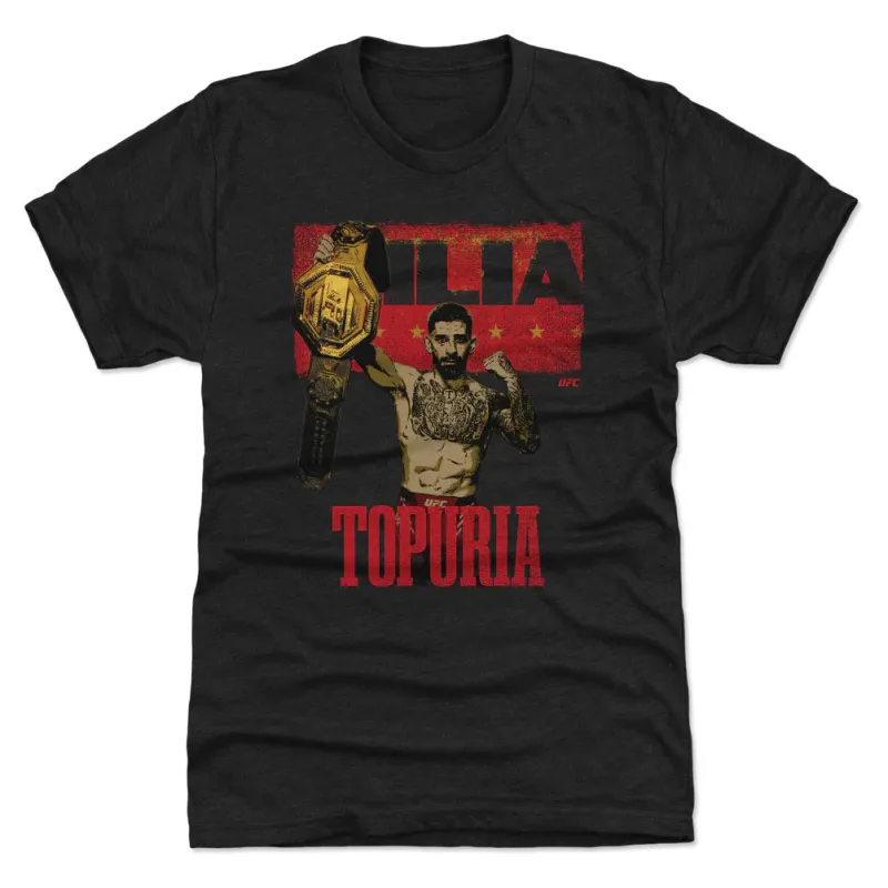 Men's  Black Ilia Topuria El Matador Belt Premium T-Shirt sold by UFC