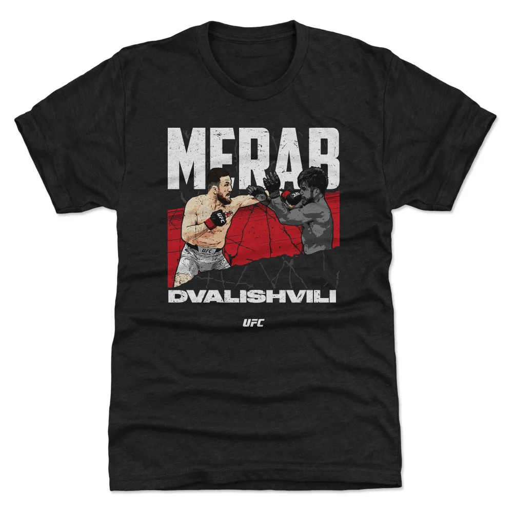 Men's 500 Level Heather Black Merab Dvalishvili Punch Premium Tri-Blend T-Shirt sold by UFC