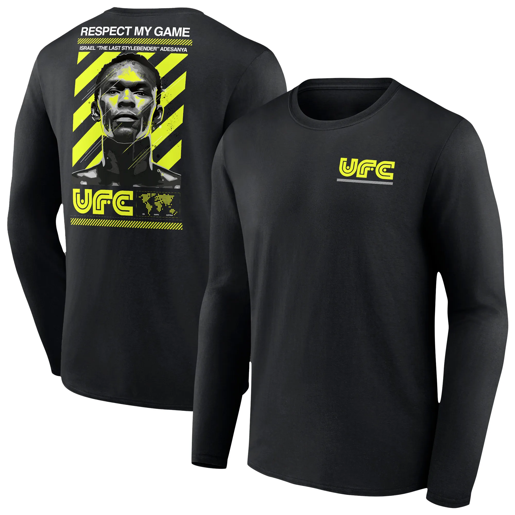 Men's Black Israel Adesanya Respect My Game Long Sleeve T-Shirt sold by UFC