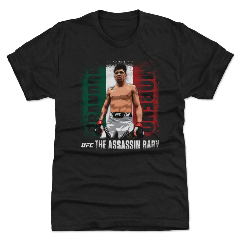 Men's  Black Brandon Moreno Mexican Flag Premium T-Shirt sold by UFC