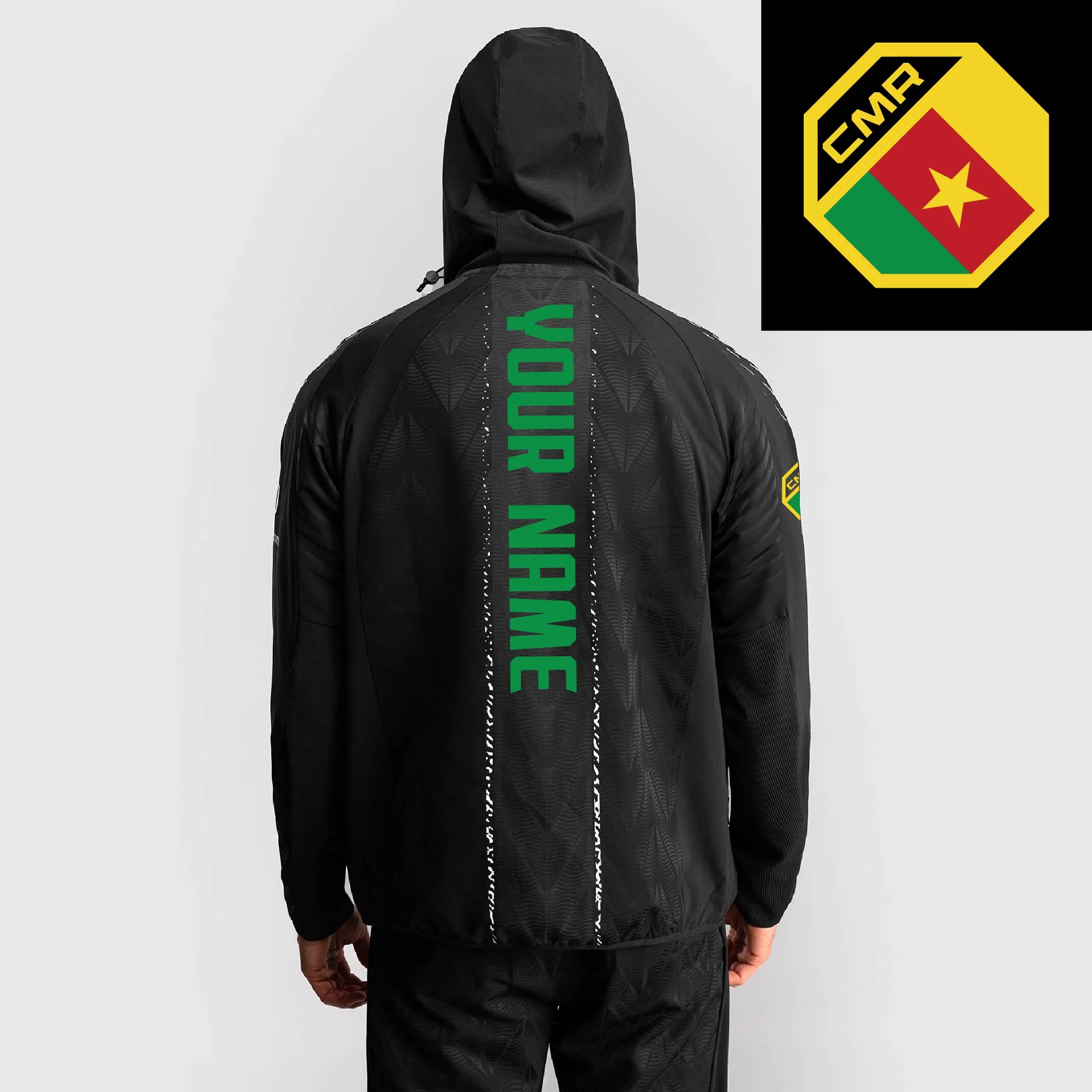 Men's UFC Zenith by Venum Black Authentic Fight Night Cameroon Personalized Full-Zip Walkout Hoodie sold by UFC