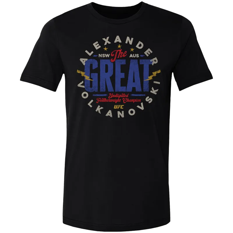 Men's 500 Level  Black Alexander Volkanovski "The Great" Emblem T-Shirt sold by UFC