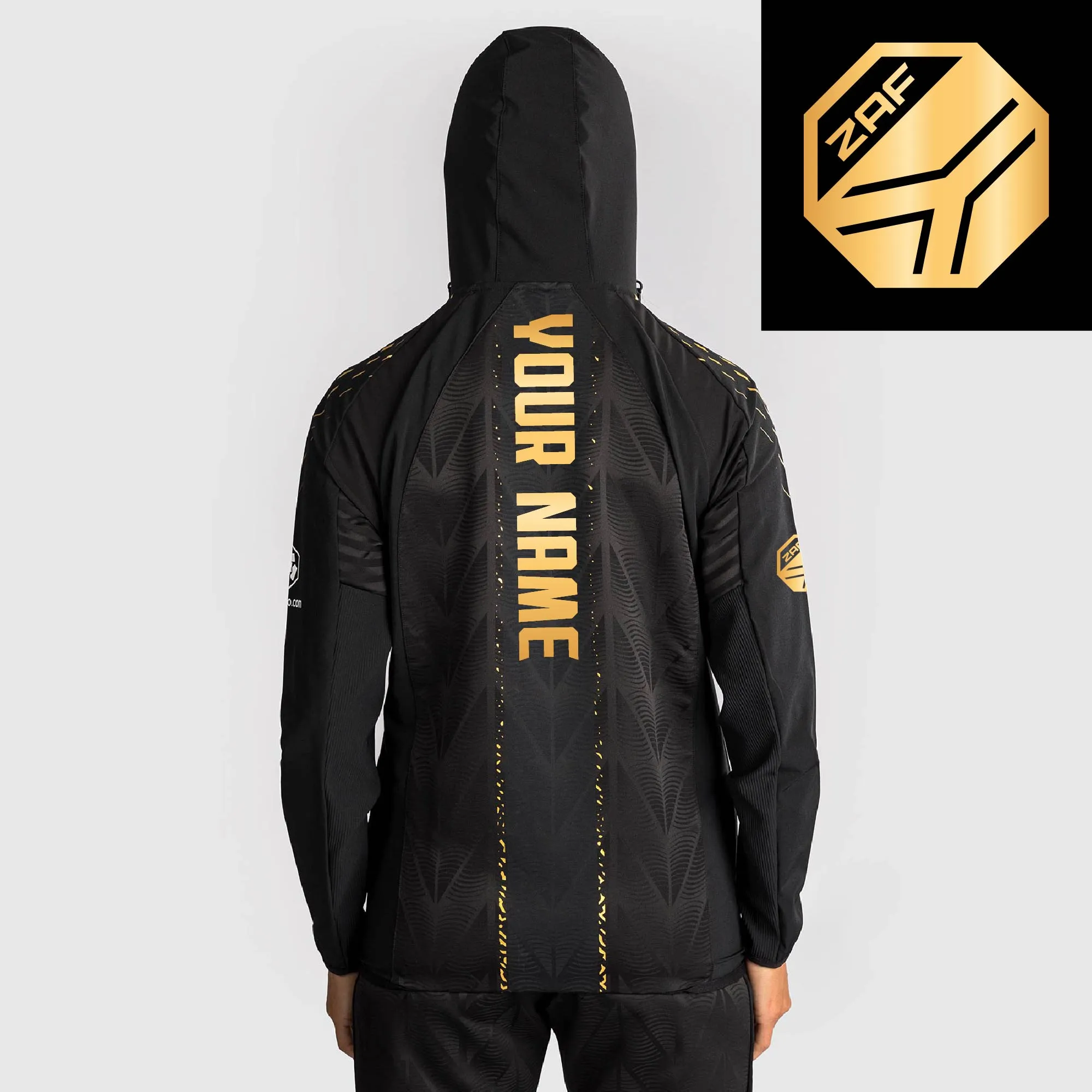 Women's UFC Zenith by Venum Black/Gold Authentic Fight Night South Africa Personalized Champion Full-Zip Walkout Hoodie sold by UFC