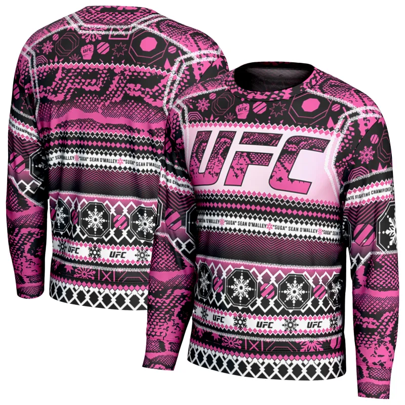 Men's ProSphere Pink Sean O'Malley 2025 Holiday Sweater sold by UFC