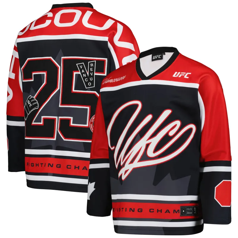Men's Red/Black UFC Fight Night Vancouver Hockey Jersey made by UFC