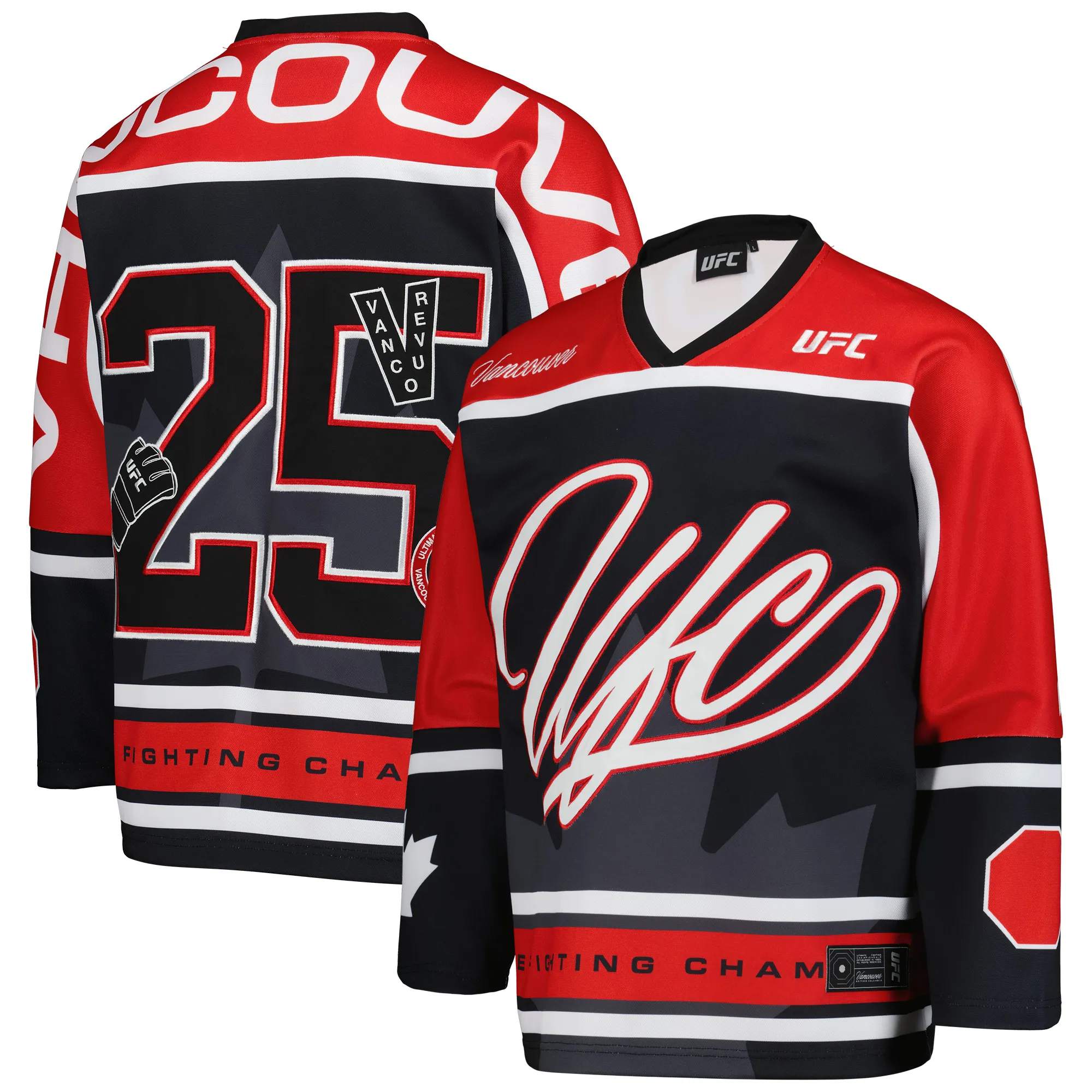 Men's Red/Black UFC Fight Night Vancouver Hockey Jersey sold by UFC