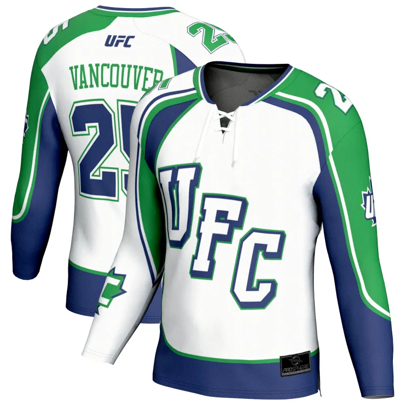 Men's ProSphere White UFC Fight Night Vancouver Hockey Jersey made by UFC