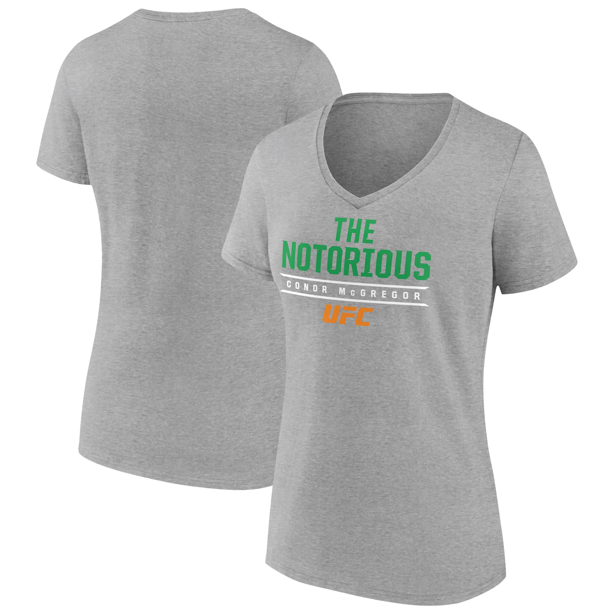 Women's Gray Conor McGregor The Notorious V-Neck T-Shirt sold by UFC