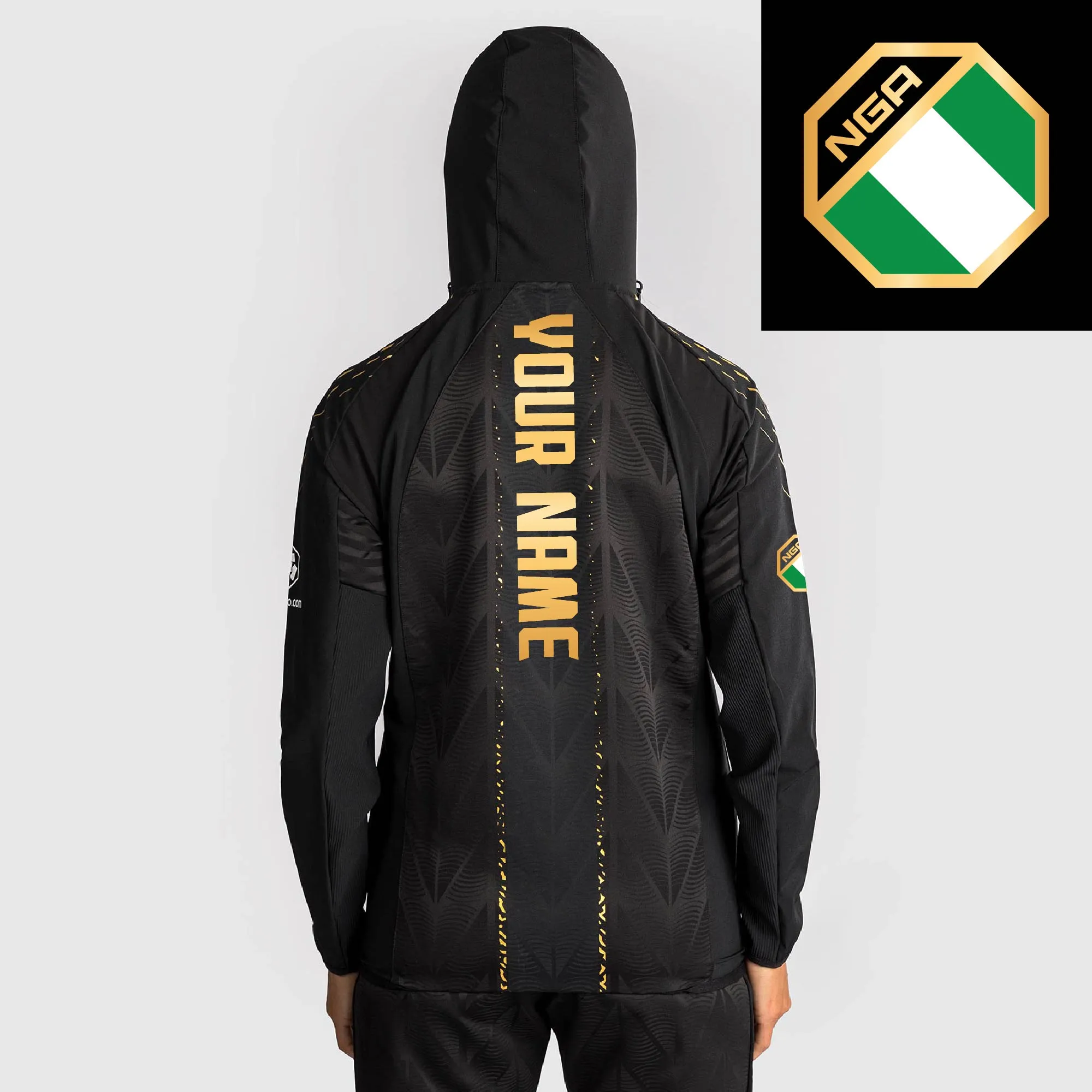 Women's UFC Zenith by Venum Black/Gold Authentic Fight Night Nigeria Personalized Champion Full-Zip Walkout Hoodie sold by UFC
