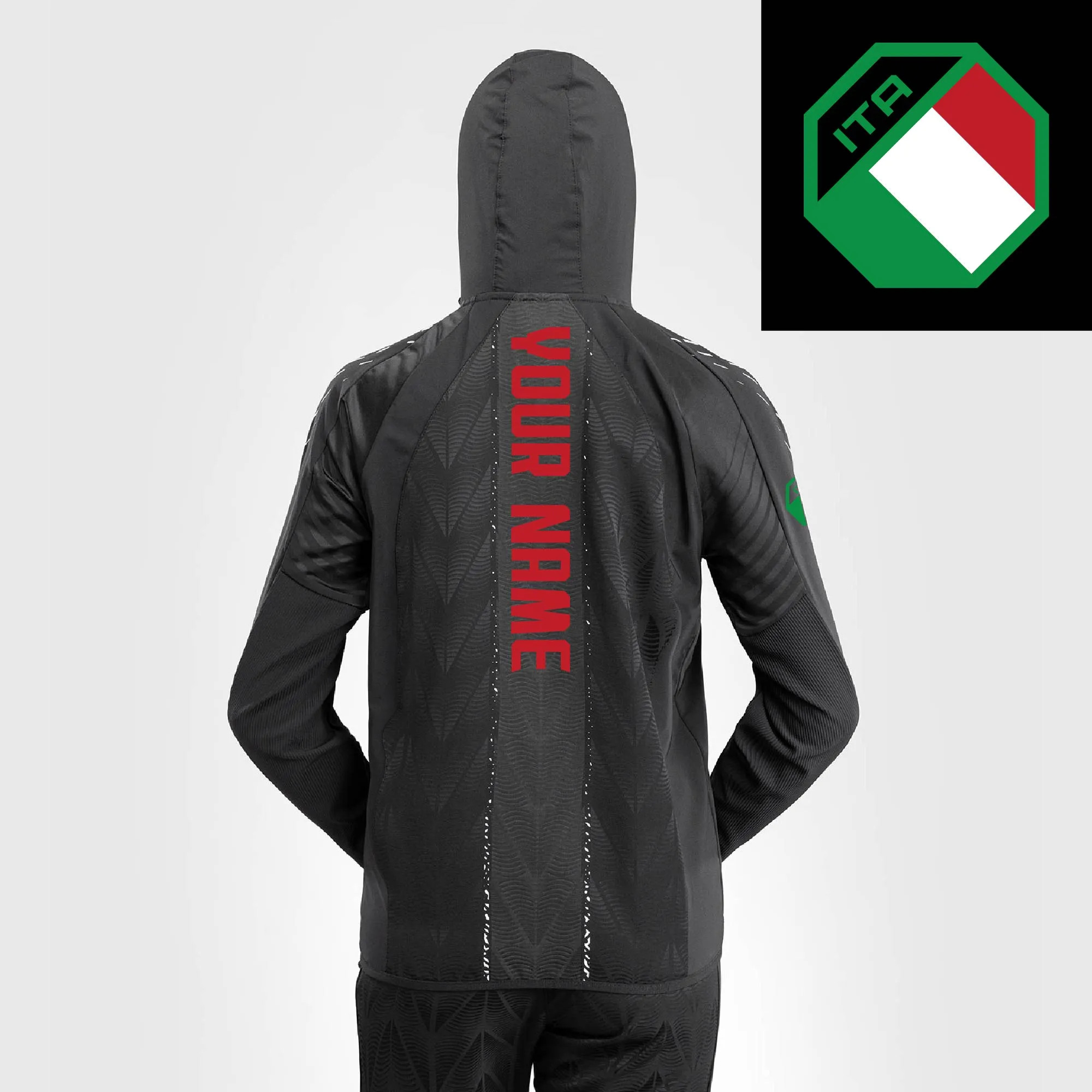 Women's UFC Zenith by Venum Black Authentic Fight Night Italy Personalized Full-Zip Walkout Hoodie sold by UFC
