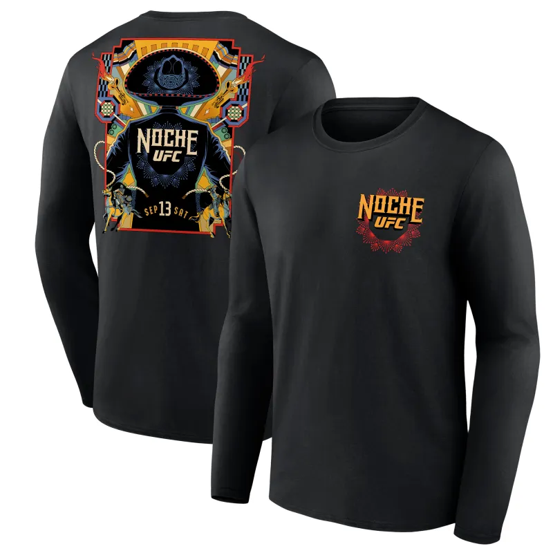 Men's Black Noche UFC Long Sleeve T-Shirt made by UFC
