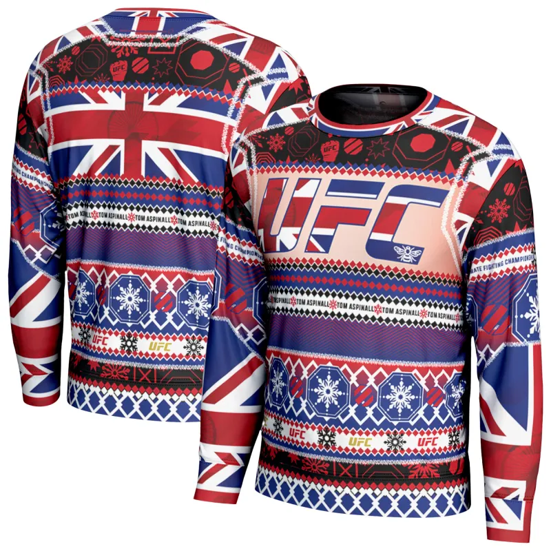 Men's ProSphere Red Tom Aspinall 2025 Holiday Sweater sold by UFC