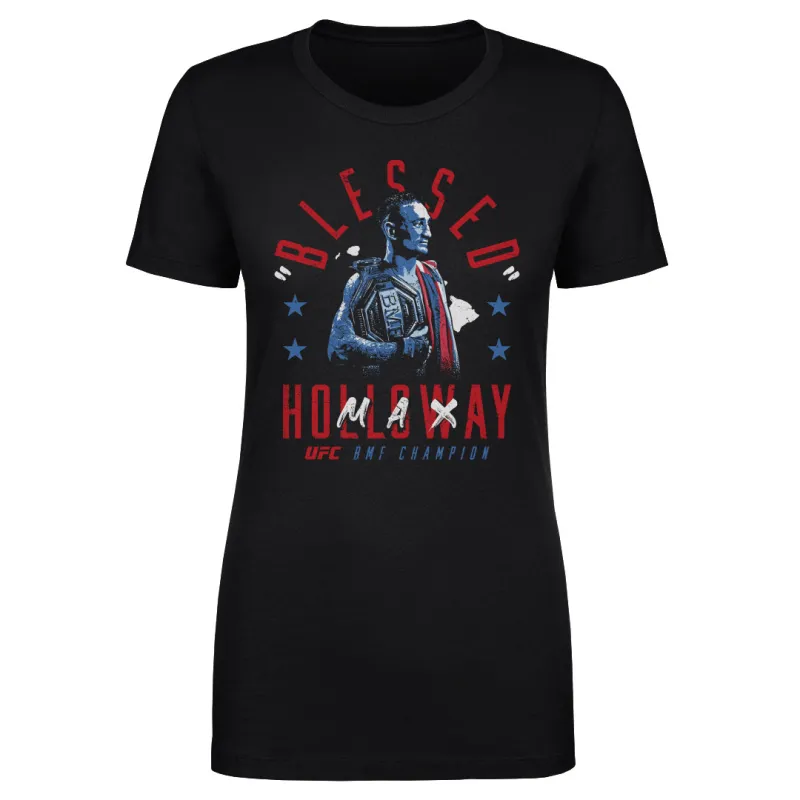 Women's 500 Level  Black Max Holloway "Blessed" BMF Champion T-Shirt sold by UFC