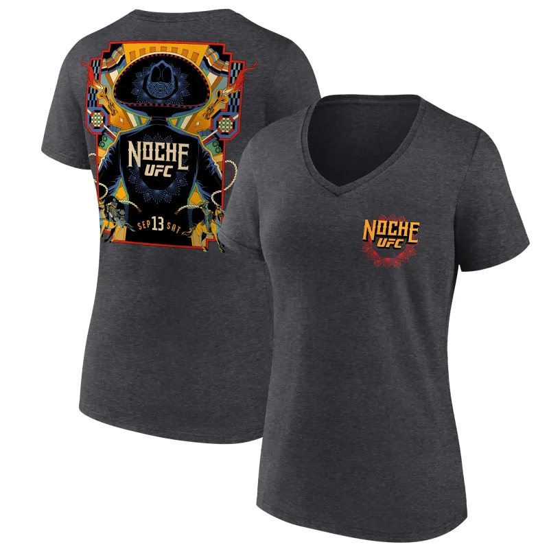 Women's  Charcoal Noche UFC V-Neck T-Shirt sold by UFC