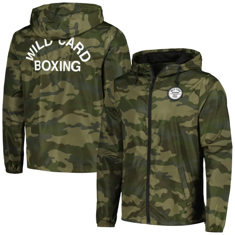 Camo Wild Card Boxing Old School 1995 Logo Full-Zip Windbreaker Jacket sold by UFC