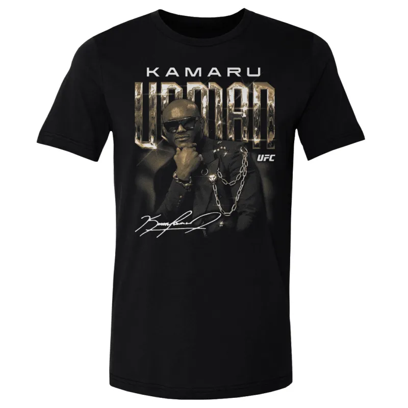Men's 500 Level  Black Kamaru Usman Grunge T-Shirt sold by UFC