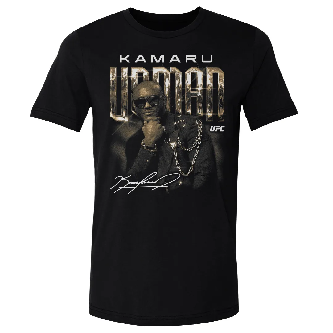 Men's 500 Level Black Kamaru Usman Grunge T-Shirt sold by UFC