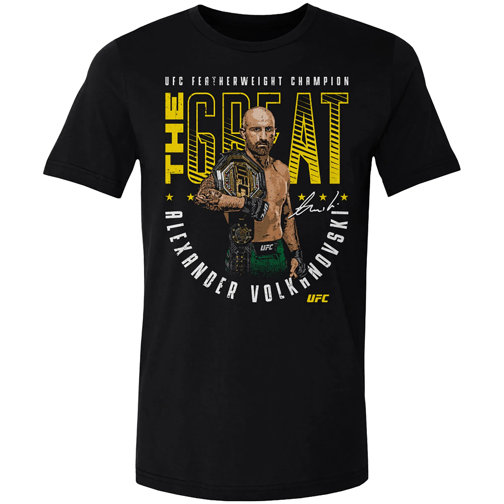 Men's 500 Level Black Alexander Volkanovski "The Great" Pose T-Shirt sold by UFC