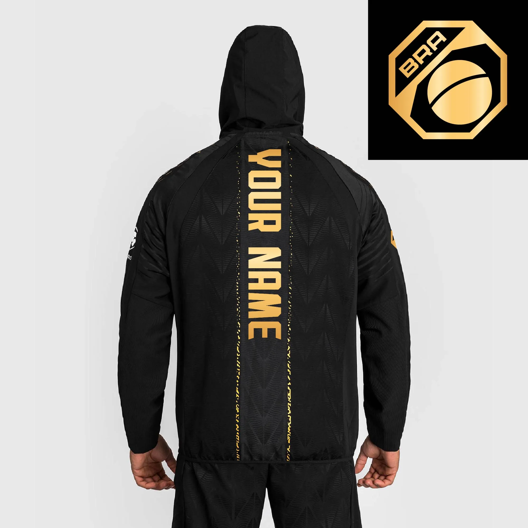 Men's UFC Zenith by Venum Black/Gold Authentic Fight Night Brasil Personalized Champion Full-Zip Walkout Hoodie sold by UFC