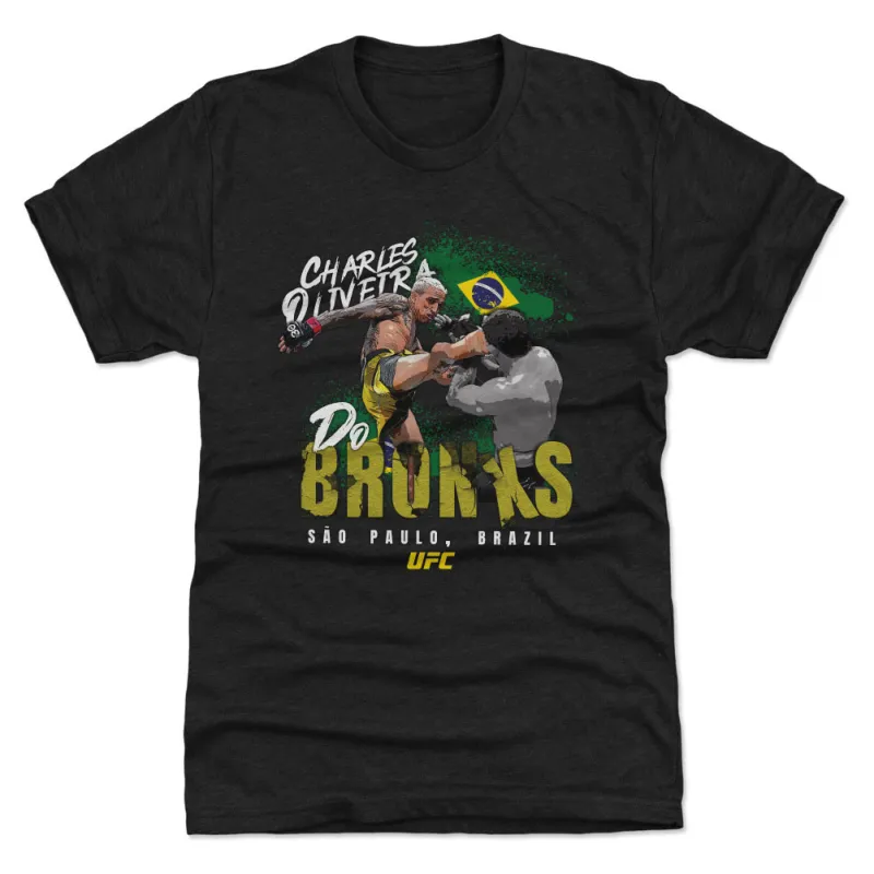 Men's 500 Level  Heather Black Charles Oliveira "Do Bronx" Premium Tri-Blend T-Shirt sold by UFC