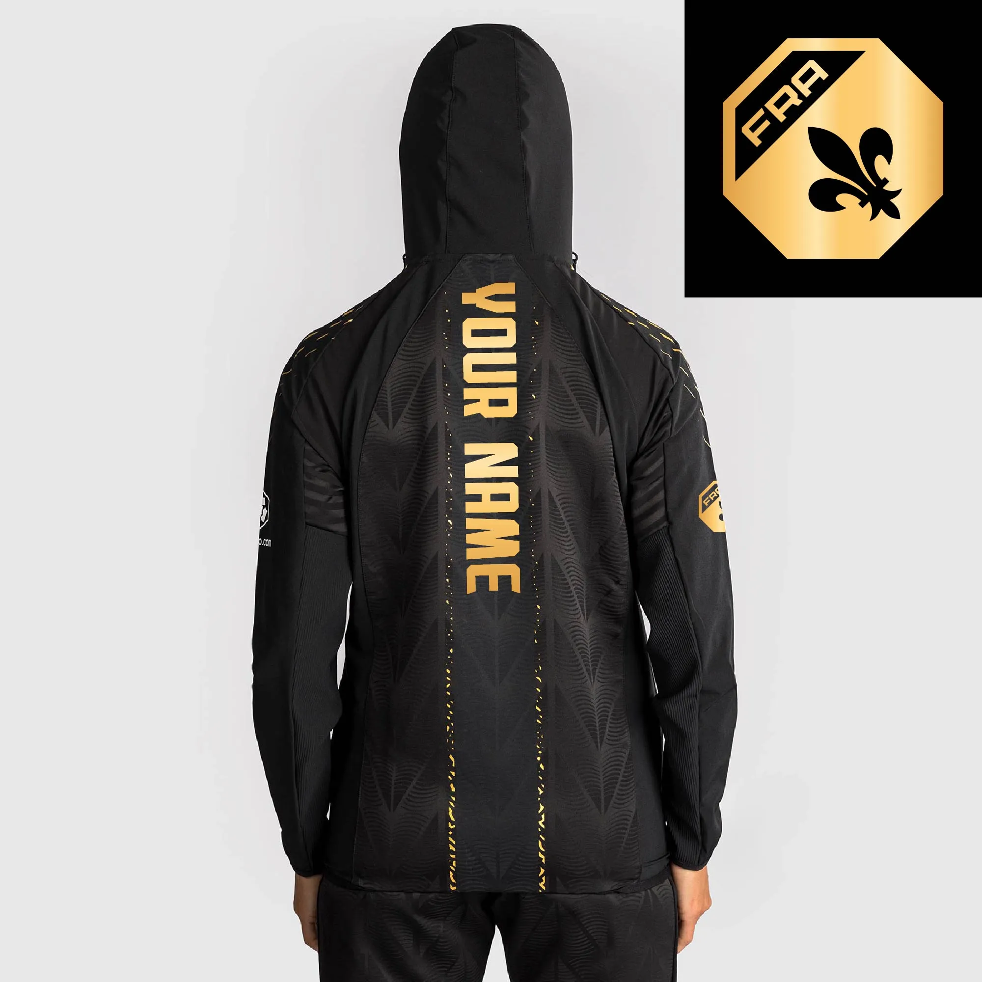 Women's UFC Zenith by Venum Black/Gold Authentic Fight Night France Personalized Champion Full-Zip Walkout Hoodie sold by UFC