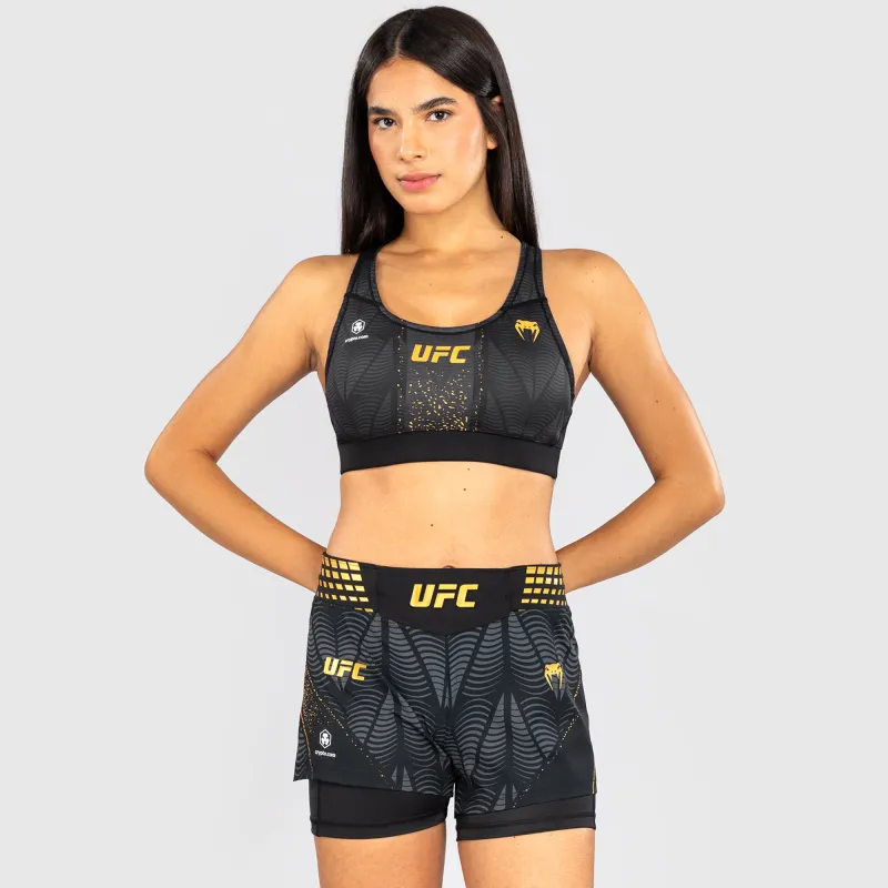 Women's UFC Zenith by Venum Black/Gold Authentic Fight Night Champion Sports Bra sold by UFC