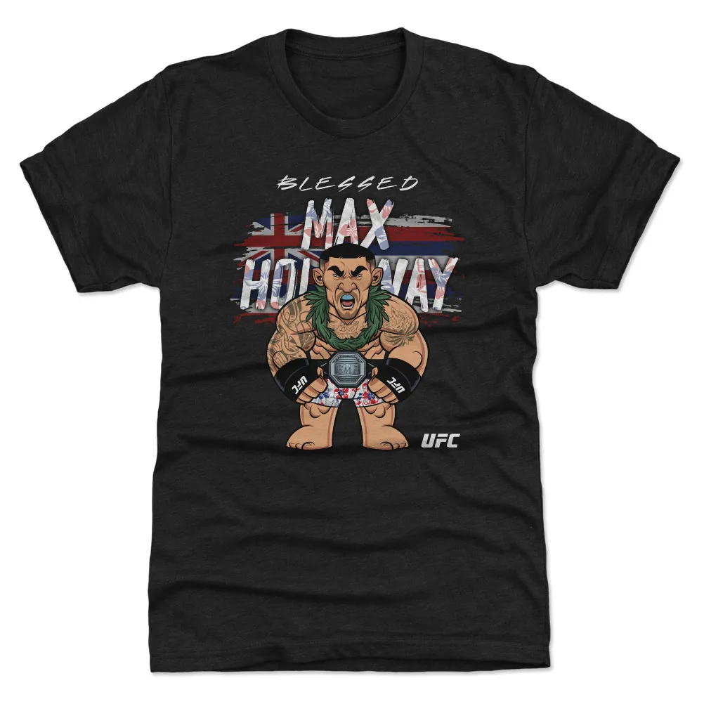 Men's 500 Level Heather Black Max Holloway Big Shots Hawaii Premium Tri-Blend T-Shirt sold by UFC